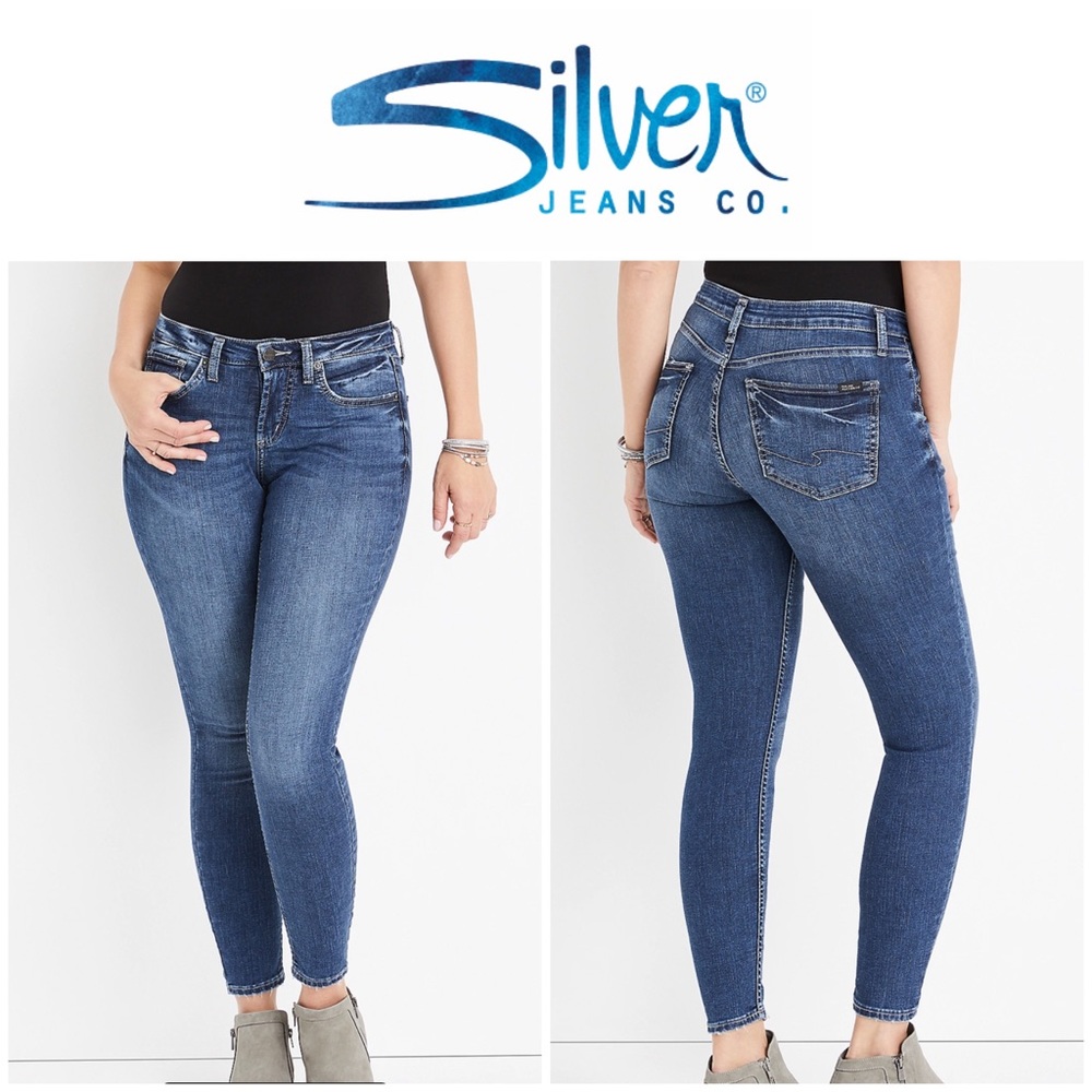 Silver Jeans Co.® Authentic Skinny Curvy Mid Rise Jean Dark Sandblast SZ 0